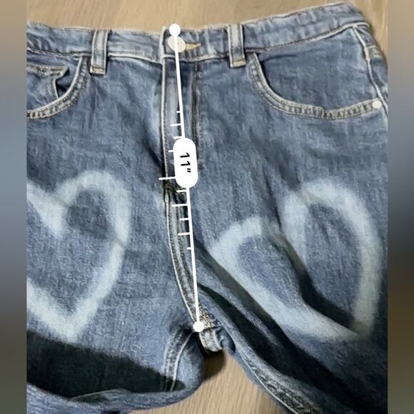GUESS Heart Print Mom Jeans Girls' Size 16 Medium Wash 5 Pocket Big Girls Denim - Picture 10 of 11